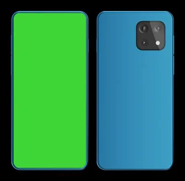 3D rendered realistic looking smartphone on black background with greenscreen Stock Illustration