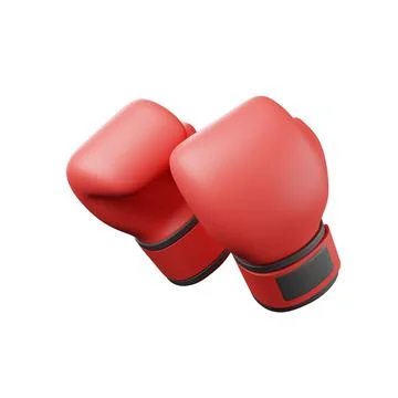 3D rendered red boxing gloves over the white background Stock Illustration