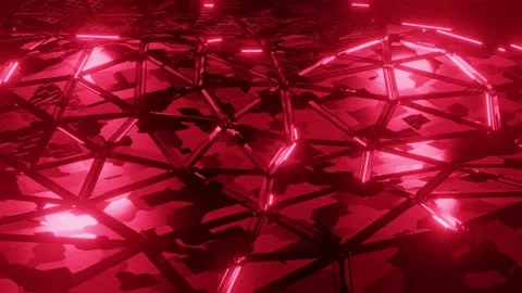 3D Rendered Red Color Glowing Neon Light 4K Gradient Floor Futuristic Animation Video stock 165579207