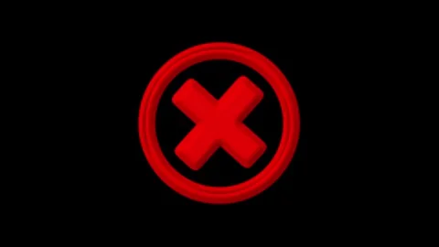 3D Rendered Red Cross Mark Inside a Red Circle on Black Background wrong in.. Stock Footage 330347809