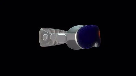 3D rendered representation of an AR headset compatible on black background. VR Stock Illustration