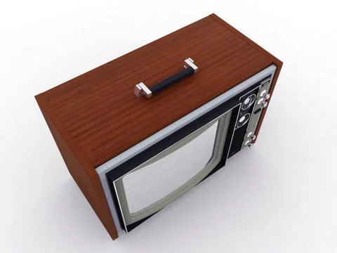 3D Rendered Retro Television Stock Illustration
