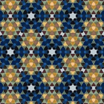 3d rendered rhombus mosaic shape with colourful geometrical patterns Stock Illustration