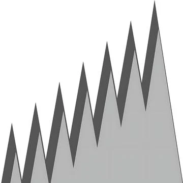 3D Rendered Rising Black Zigzag Line Growth Chart on White Background Busin.. Stock Illustration