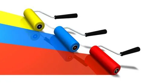 3D rendered roller brushes Stock Illustration