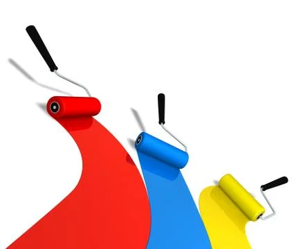 3D rendered roller brushes Stock Illustration