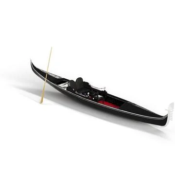3d rendered rowboat on a white surface with water in the foreground Stock Illustration