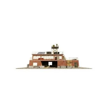 3D rendered scale model of an abandoned building with a small satellite Ilustración de archivo
