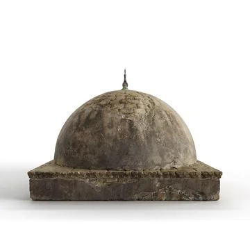 3D rendered scale model of an ancient building dome against a white background Ilustración de archivo