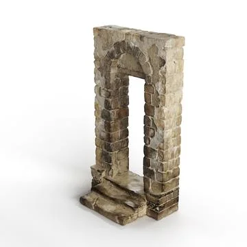 3D rendered scale model of a classic, stone archway with stairs Illustrazione stock