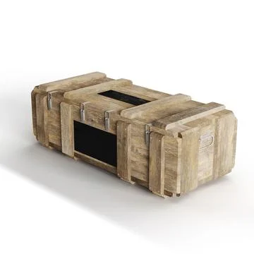 3D rendered scale model of a large wooden crate on a white background Stock Illustration