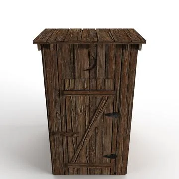 3D rendered scale model of an old wild west style wooden toilet Stock Illustration