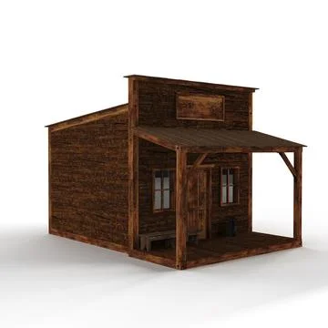 3D rendered scale model of an old wild west style building Ilustración de archivo