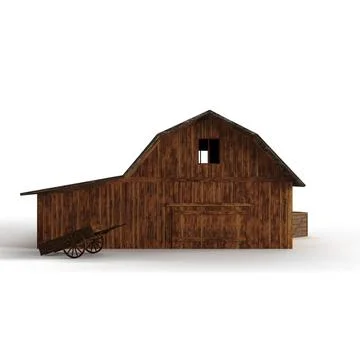 3D rendered scale model of an old barn Stock Illustration
