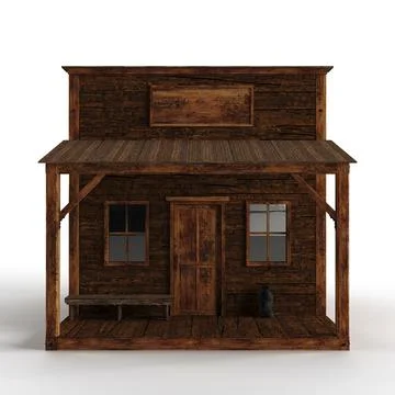 3D rendered scale model of an old wild west style building with windows Ilustración de archivo