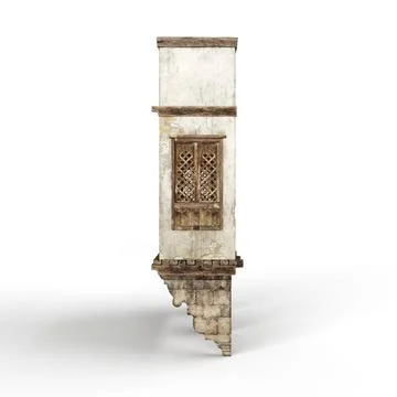 3D rendered scale model of an old, stone chimney Stock Illustration