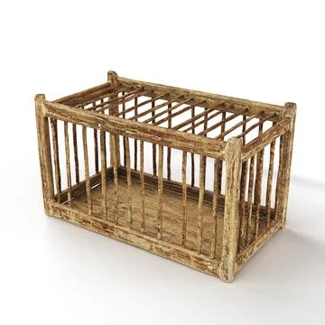3D rendered scale model of a small wooden crate Stock Illustration