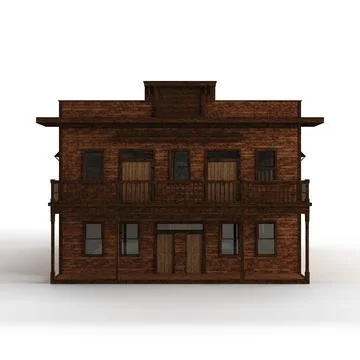 3D rendered scale model of a two story wild west style saloon building Ilustración de archivo