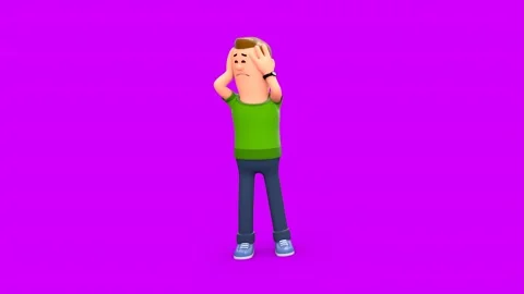 3D Rendered Scared Boy Covering Ears Vídeo Stock 266534957