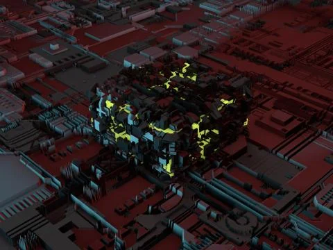 3d rendered sci-fi cube background Stock Illustration