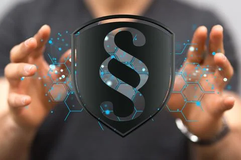 3D rendered section sign held in person's hand Stock Photos