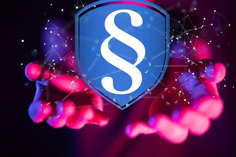 3D rendered section sign held in person's hand Fotos de archivo