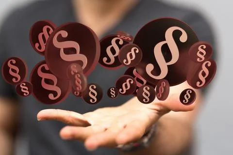 3D rendered section signs held in person's hand Fotos de archivo