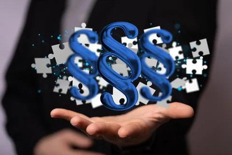 3D rendered section signs held in person's hand Fotos de archivo