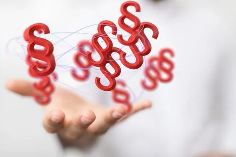 3D rendered section signs held in person's hand Stock Photos