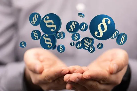 3D rendered section signs held in person's hand Stockfoto's
