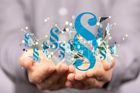 3D rendered section signs held in person's hand Stock Photos