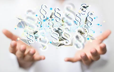 3D rendered section signs held in person's hand Fotos de archivo