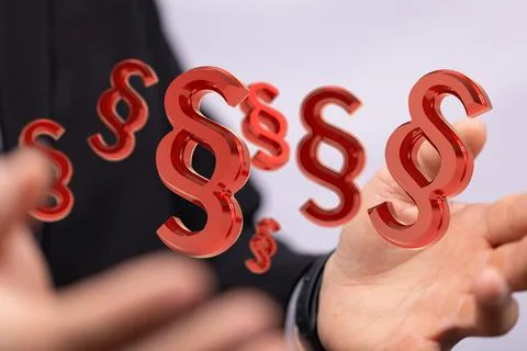 3D rendered section signs held in person's hand Fotos de archivo