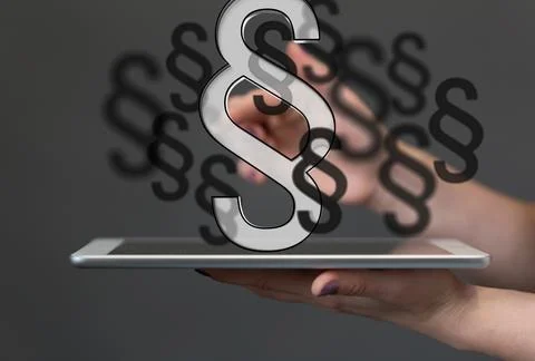 3D rendered section signs held in person's hand Stockfoto's