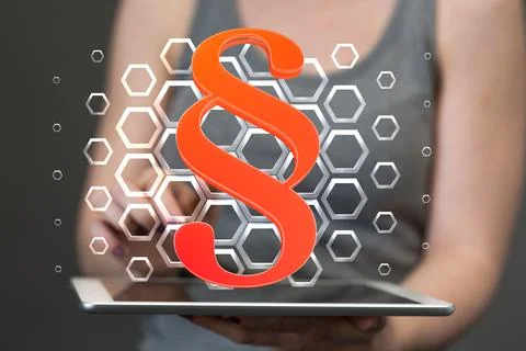 3D rendered section signs held in person's hand Stockfoto's