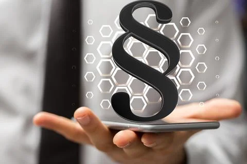 3D rendered section signs held in person's hand Stockfoto's