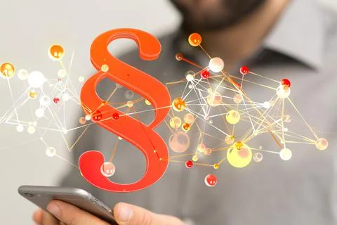 3D rendered section signs held in person's hand Fotos de archivo