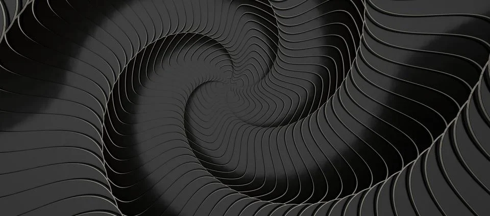 3D rendered shaded background of gray vortex swirls Stockillustratie