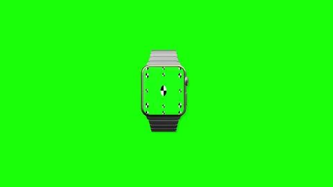 3D rendered smartwatch with green screen for mockup. Animation for presentation Stock Illustration