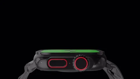 3D rendered smartwatch with green screen for mockup. Background with Alpha Stock Illustration