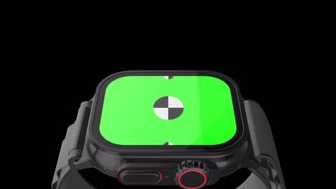 3D rendered smartwatch with green screen for mockup. Background with Alpha Stock Illustration