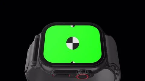 3D rendered smartwatch with green screen for mockup. Background with Alpha Stock Illustration