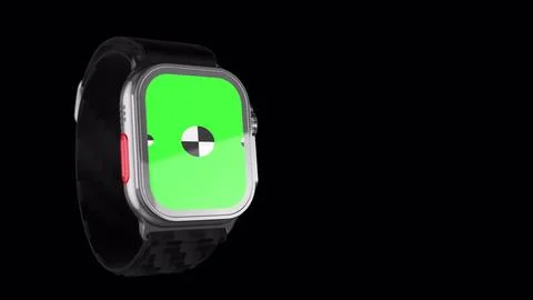 3D rendered smartwatch with green screen for mockup. Background with Alpha Stock Illustration