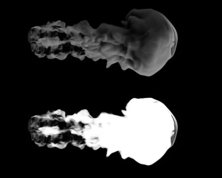 3d rendered smoke digital simulation. Organic smoke shape with shadows. Smoot Stockillustratie