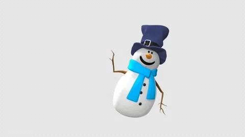 3D-Rendered Snowman Waving Hand and Showing Welcoming Gesture Vídeo Stock 295146296