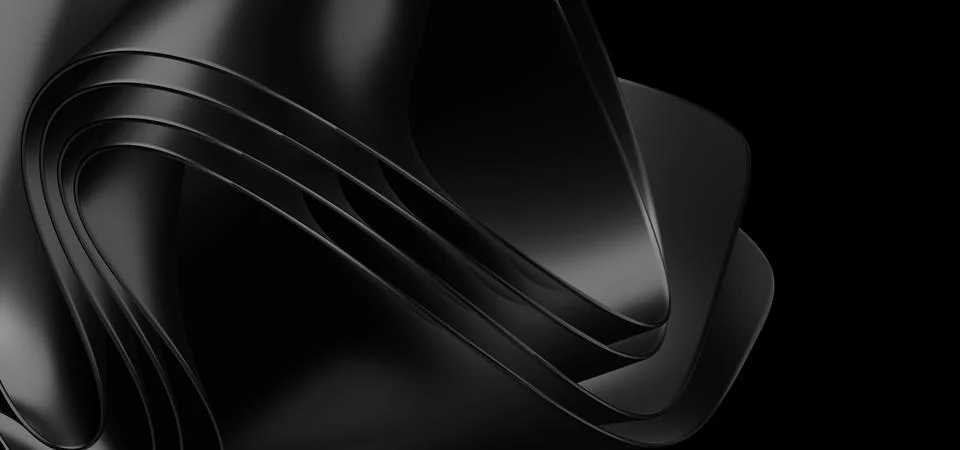 3d rendered Soft waves seamless texture on shiny black background Stock Illustration