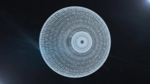 3d rendered sphere looking like an all-seeing eye in darkness. Illustrazione stock