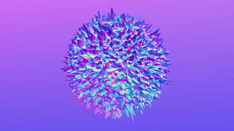 3d rendered sphere with triangular patterns in blue and purple Stock Footage 311607417
