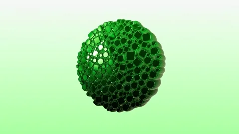 3D rendered spinning, glossy green metallic mosaic block shapes 4k Stock Footage 338345245