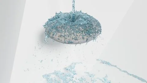 3D Rendered Stone with Water Flowing Over Stock Illustration